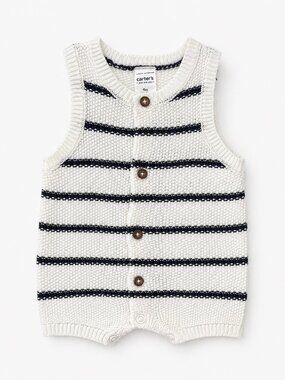 NWT Carter’s Baby Boy Knit Romper 9 Months Nautical Striped Sweater One Piece